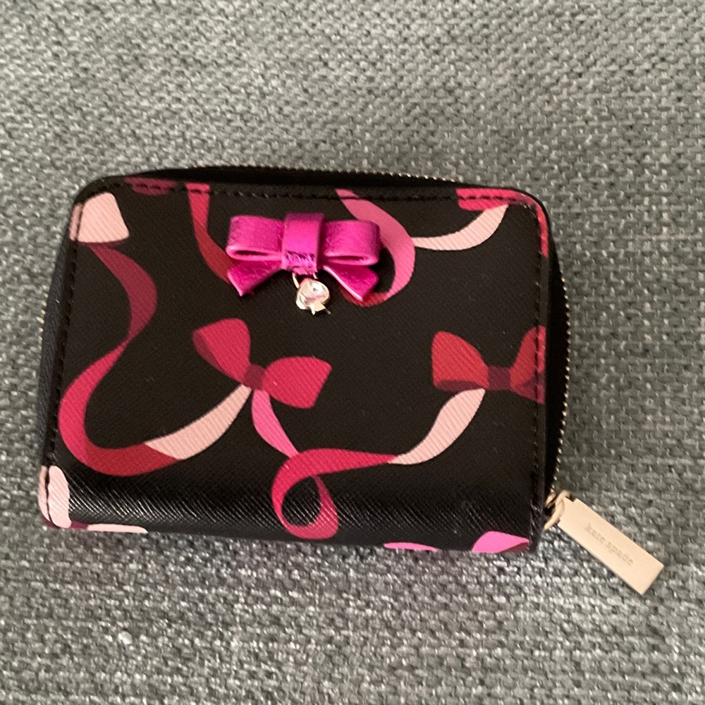 Kate Spade Black and Pink Ribbon Wallet